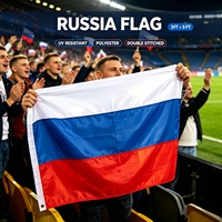 Drapeau de la Russie 3x5 pieds, drapeau national russe en polyester double face pour extérieur, résistant à la décoloration, avec œillets en laiton, décoration de jardin