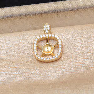 Wenchi S925 Plata Base Cuadrada Vacía para Colgante, Accesorio DIY para Joyería de Perlas A615, Componentes de Joyería, Compatible con Perlas de 7-8 mm, China - Product Image 2