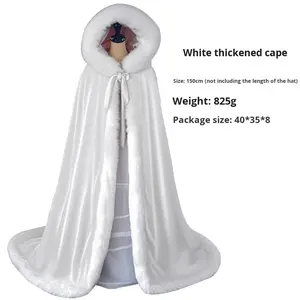Cape d'Halloween transfrontalière blanche en polaire épaisse, châle chaud, costume de performance Hanfu pour adulte, longue cape en fourrure Echo pour homme - Product Image 4