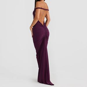 Nouvelle Collection Été – Robe Longue Plissée Sexy à Col Halter et Dos Nu avec Cordon de Serrage pour Femme - Product Image 2