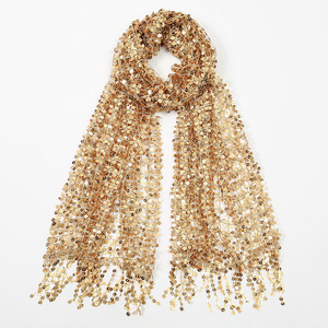 HZW-25088 fantaisie paillettes paillettes châles étoles femmes robes de soirée dentelle écharpes creuses - Product Image 3