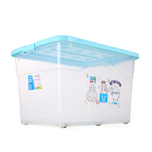 Custom home big clear toy clothes plastic storage box with wheels
