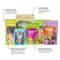 Sachet d'emballage alimentaire transparent avec bec verseur, personnalisable avec logo, qualité alimentaire, étanche à l'humidité, en Mylar, 100 pièces, pour aliments en conserve