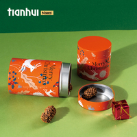 Boîte en métal scellée Tianhui, design festif, emballage cadeau de Noël avec couvercle hermétique