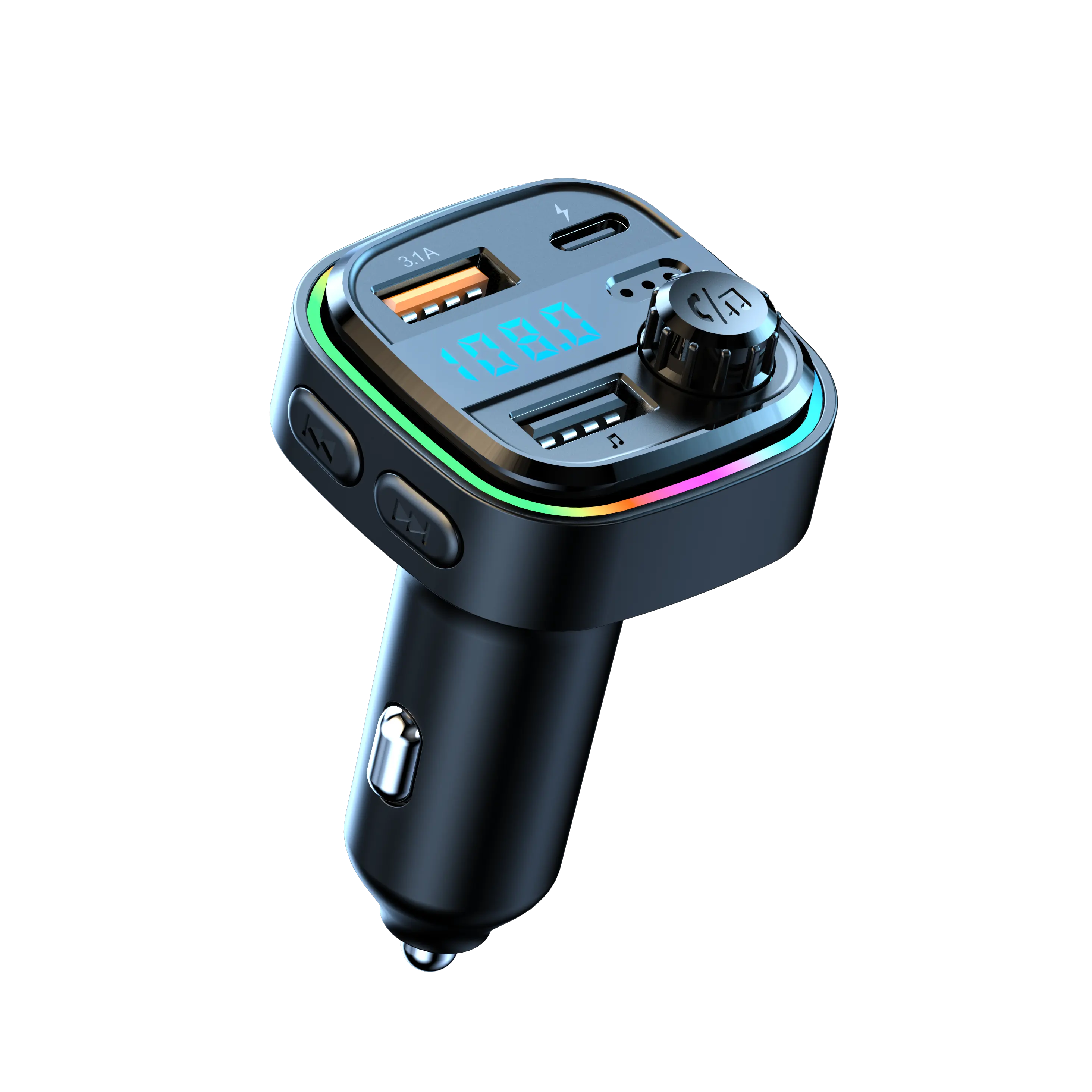 BT 5.0v Handsfree Wireless FM Transmitter Car MP3 Player Kit Car Charger Cigarette Lighter Dual USB Port