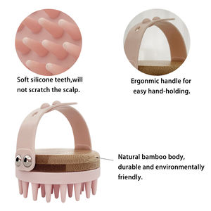Brosse de <span class=keywords><strong>shampoing</strong></span> en silicone de bambou naturel personnalisée avec logo privé machine de massage machine à gratter anti-démangeaisons du cuir chevelu nettoyer les pellicules - Product Image 5