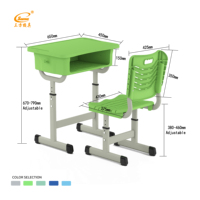 Meubles de classe scolaire modernes, ergonomiques et écologiques, table en plastique avec cadre en métal, réglable en hauteur, ensemble table et chaise individuels