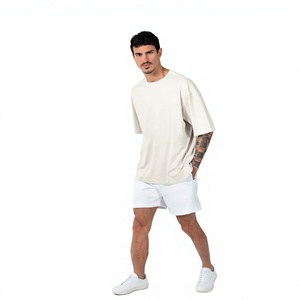 T-shirt en jersey imprimé surdimensionné pour homme, 100 % coton, col rond, manches courtes, tricoté, devant uni, couleur unie, vêtement décontracté - Product Image 4