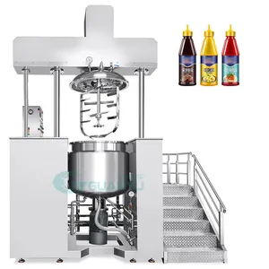 500 리터 맞춤형 진공 유화 믹서 스테인레스 스틸 토마토 소스 마요네즈 유압 리프팅 더블 바 균질화 기