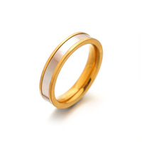 Bague en Acier Inoxydable Plaqué Or 18K avec Coquille Naturelle d'Abalone, Bande en Nacre Rose, Blanche et Verte, Bijou Anti-ternissement