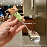 Offre Spéciale – Ensemble de Couverts Portables en Acier Inoxydable 304 : Cuillère, Fourchette et Baguettes Anti-Brûlure et Anti-Chute, Motif Animaux de Dessin Animé de la Ville des Animaux