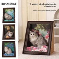 Cadre photo en carton ondulé Mona Lisa Peinture à l'huile Chat, Planche à gratter pour chat à motif solide avec effet tridimensionnel créatif