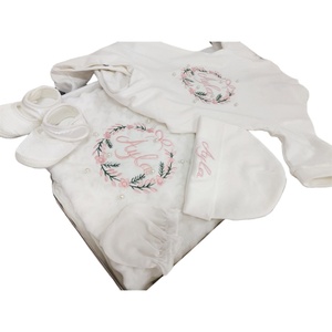 Abbigliamento per Neonati con Ricamo Personalizzato, Confezione <span class=keywords><strong>Regalo</strong></span> in Cotone Tinta Unita, Regali per Neonati - Product Image 5