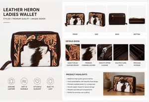 Top Selling Luxury Genuine Leather Heron Ladies <b>Wallet</b> Elegant <b>Card</b> <b>Holder</b> with Zipper Closure for Modern Women For Sale - Product Image 4