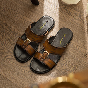 Chaussons minimalistes pour hommes en cuir véritable, cuir de vachette de qualité supérieure, doux pour la peau et respirant, pour l'intérieur et l'extérieur. - Product Image 2