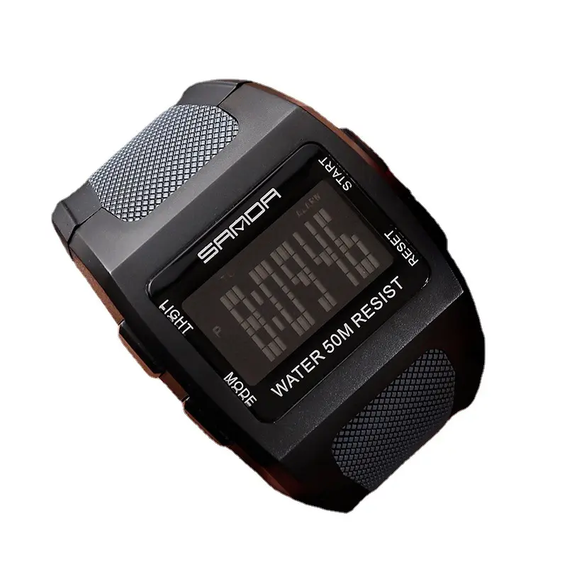 Sanda 222 New Design Cool Multifunctional Square Led Electronic Watch Men'S Waterproof Luminous Sports Boys Digital Watch