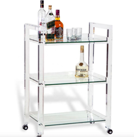 Chariot de bar mobile de luxe personnalisé en acrylique transparent, chariot de service pour hôtel, chariot de salle à manger, chariot de buffet