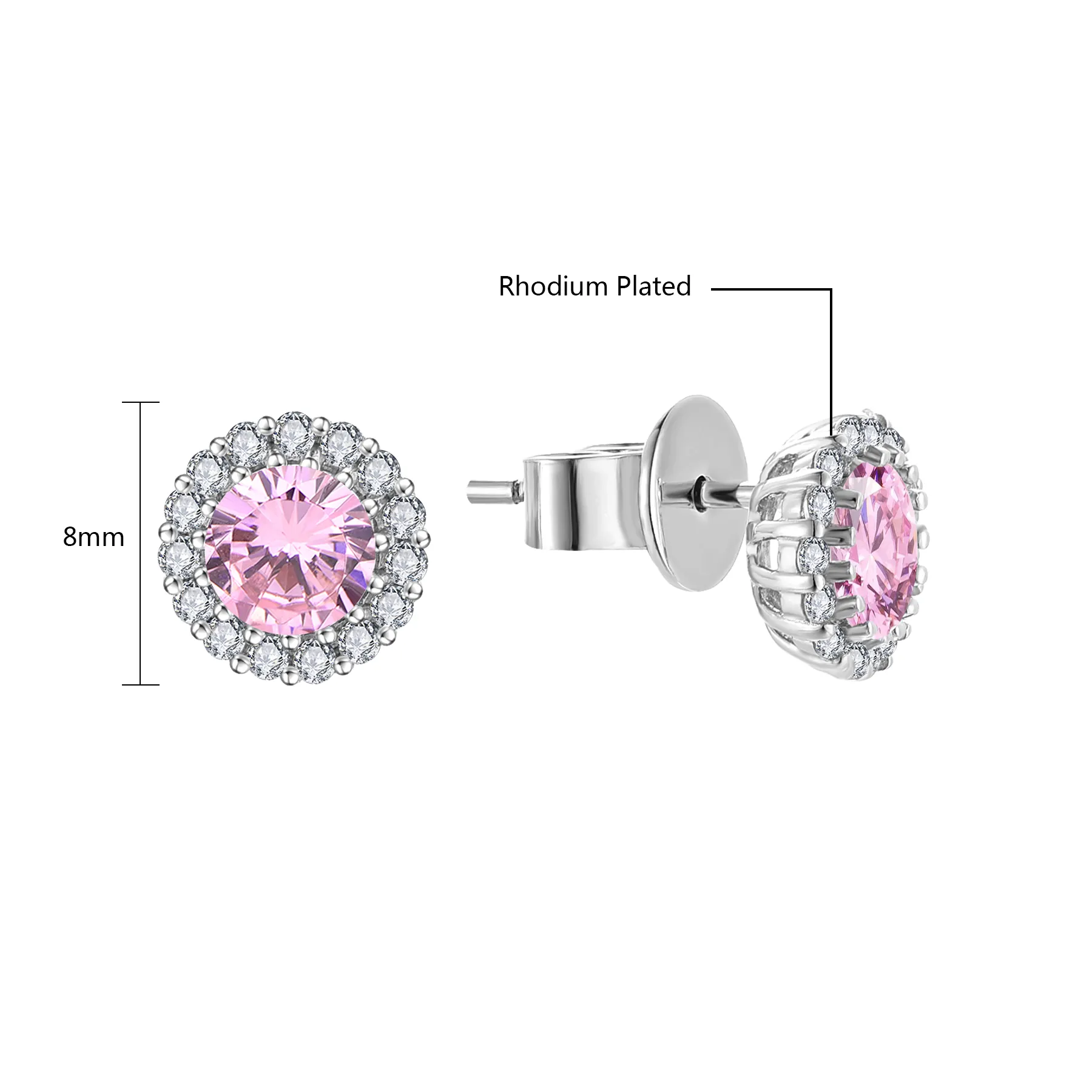 Diamond Cz Stud Schmuck Rosa Ohrringe 925 Sterling Silber Luxus Hochwertige Trendy Flower Zircon CN;GUA Großhandel Custom Women