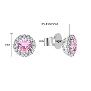 Diamanti Cz gioielli rosa orecchini 925 in argento Sterling lusso di alta qualità alla moda fiore zircone CN;GUA all'ingrosso donne personalizzate