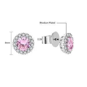 Diamant Cz Stud Bijoux Rose Boucles D'oreilles En Argent Sterling 925 De Luxe De Haute Qualité À La Mode Fleur Zircon CN;GUA En Gros Personnalisé Femmes