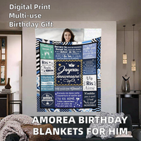 Couverture d'anniversaire multifonctionnelle Amorea pour hommes et garçons - Cadeau imprimé numériquement pour les papas, les grands-pères, les fils et plus encore (Joyeux anniversaire pour lui)