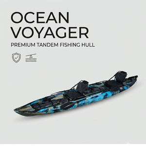 Kayak Tandem Personnalisable <span class=keywords><strong>de</strong></span> 4,5 m (15 pieds) pour Deux Personnes, Camouflage Turquoise, Robuste, Haute Capacité <span class=keywords><strong>de</strong></span> Charge, Canoë <span class=keywords><strong>de</strong></span> Pêche Élevé - Product Image 1