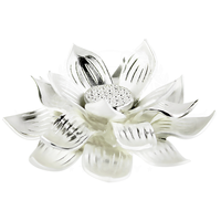Blackhorsegifts Sculpture de fleur de lotus en métal plaqué argent personnalisable, modèle de petite sculpture, couleur personnalisée, logo, boîte cadeau pour la maison