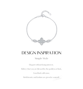 S925 silver Women's Rhodium Plated Chain <b>Bracelet</b> With Diamond Flower Pave Setting Classic Everyday Wear - Product Image 6