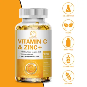 สังกะสี ascorbate และสังกะสีออกไซด์ Non-GMO Vitamin C Capsule มีสารให้ทางชีวภาพ120ชิ้น