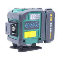 Niveau laser 3D miniature vert 12 lignes intérieur/extérieur, vente chaude 2025, 2 x batteries industrielles 4800 mAh, pour professionnels et projets de bricolage