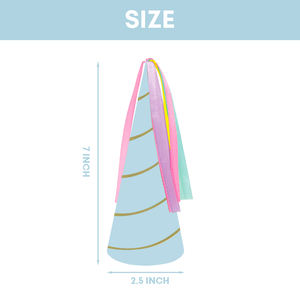 Xieli <span class=keywords><strong>cumpleaños</strong></span> fiesta decoraciones <span class=keywords><strong>unicornio</strong></span> tema raya dorada cono <span class=keywords><strong>de</strong></span> papel sombreros con borla colorida - Product Image 3
