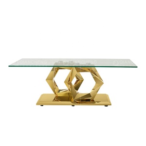 Mua Đồ Nội Thất Từ Trung Quốc Trên Trang Web Trực Tuyến Bàn Cuối Kính Cho Phòng Khách Lớn Bàn Cà Phê Mạ Crôm Bằng Thép Không Gỉ Màu Vàng - Product Image 6