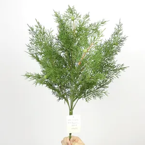 Hojas artificiales de plástico para decoración del hogar, hojas de plantas artificiales de plástico verde para Navidad