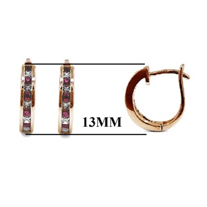 Bijoux à court délai de livraison Meilleures ventes Top qualité platine or Rose véritable diamant et rubis mince Huggie boucles d'oreilles pour cadeau - Product Image 2