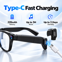 Lunettes Caméra IA V03Pro 8MP Vidéo 1200P Anti-tremblement Traduction en temps réel Photochromiques UV400 Type-C 40g Conception Open Ear IP65