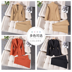 Women's Suit Set Polyester Full Sleeve Office Lady Anti-Wrinkle Spring Korean Style Elegant Professional Attire - Product Image 1