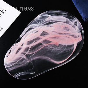 Aodeyu Glass <b>Teapot</b> Stand Irregular Shape Abstract Pattern Heat Resistant Decorative Tray For Tea <b>Set</b> Home Use - Product Image 2