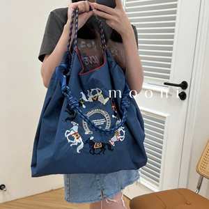Nouvelle arrivée Portable Nylon broderie mode mignon dessin animé sac à provisions avec ficelle fermeture pour les filles - Product Image 6