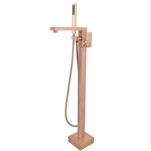 Rubinetto <span class=keywords><strong>per</strong></span> <span class=keywords><strong>vasca</strong></span> <span class=keywords><strong>da</strong></span> <span class=keywords><strong>bagno</strong></span> a pavimento Forever Brass moderno termostatico con doccia a pioggia, maniglia singola, soffione doccia quadrato e valvola in ceramica - Product Image 6