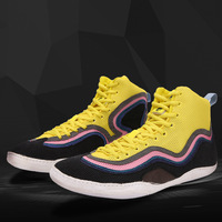 Chaussures de lutte sportives personnalisées OEM chinoises professionnelles du Pakistan pour hommes, cuir souple jaune vert, été rouge, hiver bleu, maille EVA