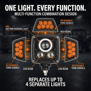 Faro <span class=keywords><strong>LED</strong></span> con Lente Calefactable para Quitanieves - Anticongelante, Señal de Giro Desmontable para Tractores (IP68) - Product Image 1