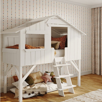 Lit superposé en bois massif durable pour enfants, style ferme, maison dans les arbres, ensemble de meubles de chambre d'enfant