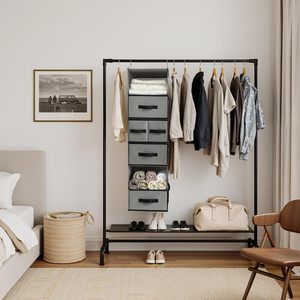 Hanging Closet Organizer <b>6</b> Shelves 5 <b>Drawers</b> Detachable Storage With Side Pockets For Bedroom Neatening Fabric Non Woven - Product Image 2