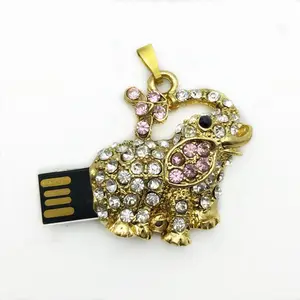 Penyimpanan memori usb flash logam bentuk hewan kustom pendrive USB perhiasan gajah Bisnis