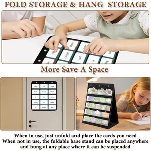 Tabletop Pocket Chart 14x17 Inch 3 Page Flip Design 8 Sides <b>Foldable</b> Portable Sticker Display Stand Oxford Fabric Teaching - Product Image 6