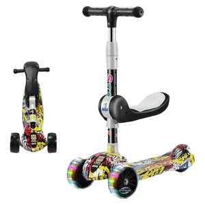 Manufacturer Direct Supply Children Pedal Scooter 3 <b>Wheel</b> Foldable Built In Music Lights <b>Plastic</b> For Ages 3 Plus - Product Image 1