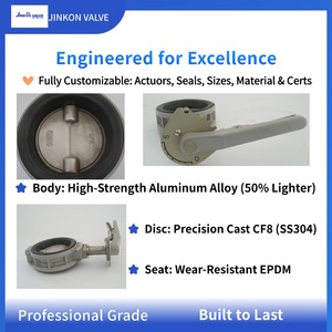 Vanne papillon à levier manuel de type Wafer en aluminium, <span class=keywords><strong>disque</strong></span> CF8, siège EPDM, vanne papillon en acier inoxydable, vanne papillon Wafer - Product Image 3