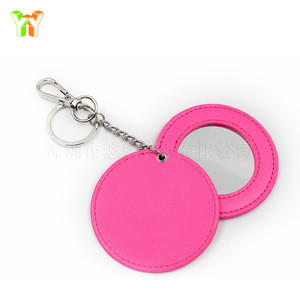 Portable makeup <b>mirror</b>, PU leather keychain, <b>round</b> folding <b>mirror</b> pendant, <b>small</b> makeup <b>mirror</b> gift. - Product Image 4