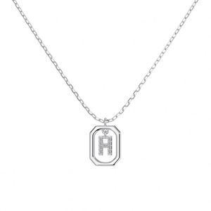 Dylam 5A Cubic Zirconia Alphabet <b>Pendant</b> Necklaces Charms Women -H- <b>Initial</b> Letter Link Chain Necklace 2 Colors 45cm New Design - Product Image 1