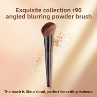 Kuas Makeup Bulu Tupai Bionik dari Pabrik Sumber R90, Kuas Bedak Tabur Bersudut Ultra-Lembut untuk Setting dan Kontur Wajah